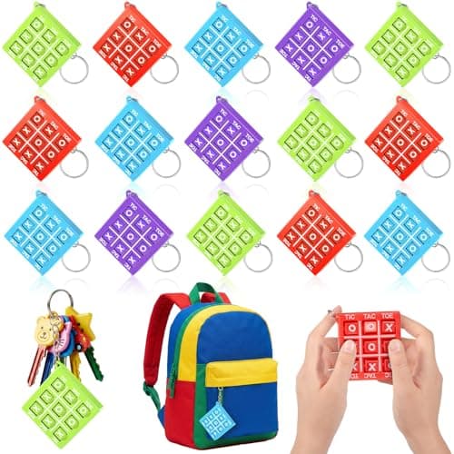 Hicarer 32 Pcs Tic Tac Toe Game Party Favor Goodie Bag Stocking Stuffer Kids 812 Tic Tac Toe Keychain Classroom Prize Puzzle Game Birthday Party Gift for Boy Girl Valentines Day Fresh Color