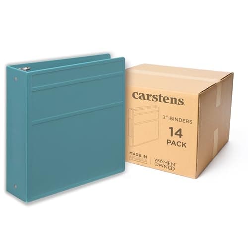 Carstens 3-Inch Heavy Duty 3-Ring Binder - Side Opening, Powder Blue, Durable Plastic, Precision No-Gap Rings, Waterproof Cover, No Pockets, Holds 400 US Letter Sheets, BPA-Free, Made in USA (1744-3R)