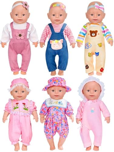 WONDOLL 6 Sets 1416 Inch Baby Doll Accessories Clothes Dress Outfits Headbands Accessories fits New Born 43cm 15 inch Baby Doll
