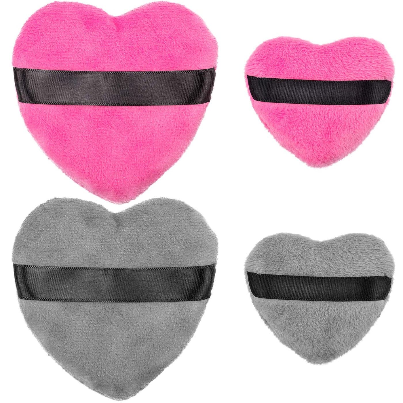 OIIKI 4PCS Makeup Puffs Cotton Powder Puff Makeup Tool Sponges Blender in Love Shape with Strap for Cosmetic 2PCS Gray2PCS Rose