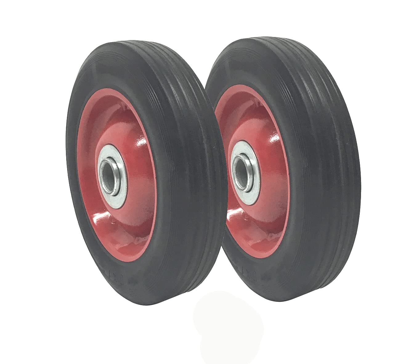 2 Pack - Solid Rubber Flat Free Tire 6" x 1.5" Hand Truck Wheel - 1.25" Offset Hub – 5/8" Axle - 350 lbs Capacity