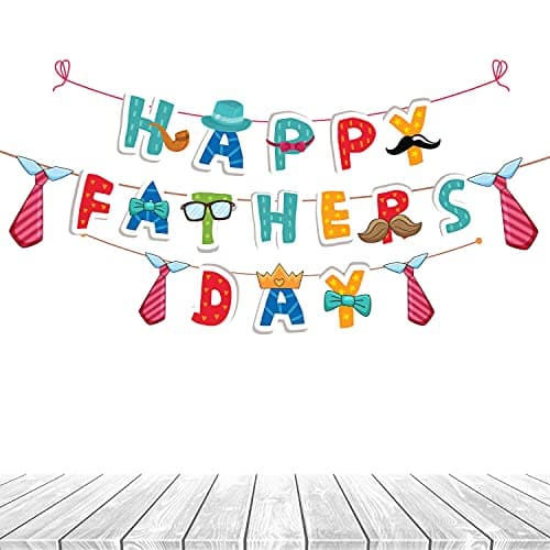 Festiko® Father's Day/Super Dad Happybirthday Theme Party Decoration Banner/Bunting,Father's Day/Super Dads Party Favors for Mens Birthday Decoration(Banner/Bunting with Ribbon)
