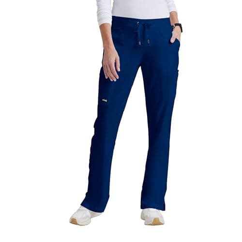 BARCO Grey s Anatomy Classic Mia Scrub Pant for Women Indigo, 6-Pocket Low-Rise Straight Leg Bottoms with Natural Stretch, Soil Release Fabric, and Super-Soft Finish Large, Tall Fit