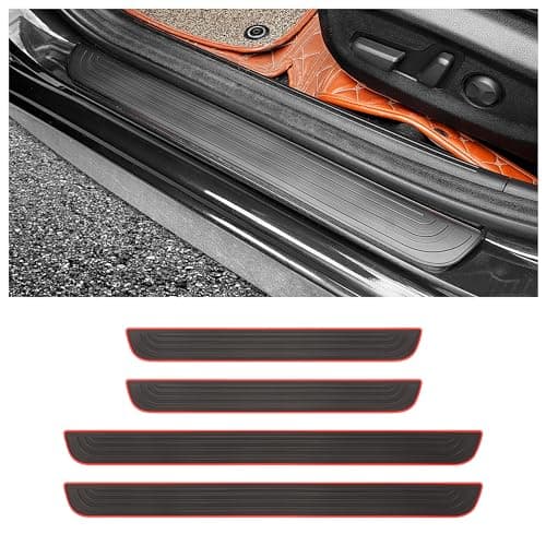 4PCS Car Door Sill ProtectorAntiScratch Rubber Car Door Protector Edge Guards for Door StepsUniversal Waterproof Door Threshold Strips Exterior Accessories for Car Truck SU BlackRed Width 157