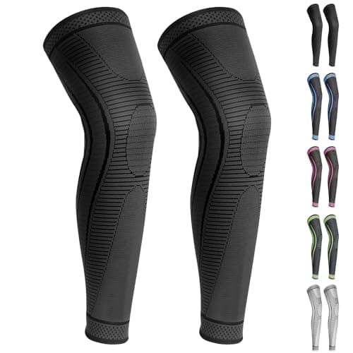 Ruilaibao 2 Pack Full Leg Compression Sleeves, Long Knee Brace Support for ACL,PCL, Meniscus Tear, Arthritis, Tendinitis,Men And Women (Black, Medium)