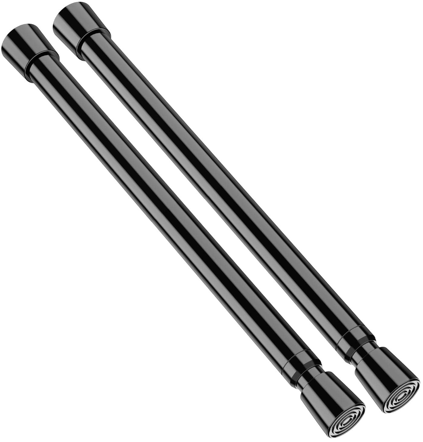 AIZESI 2pcs Black Small Tension Rod 12 to 20 Inch Adjustable Tension Curtain Rod Mini Closet Rod Spring Rod No Drilling Short Tension Rods for Windows Cupboard Kitchen Cabinets Refrigerator