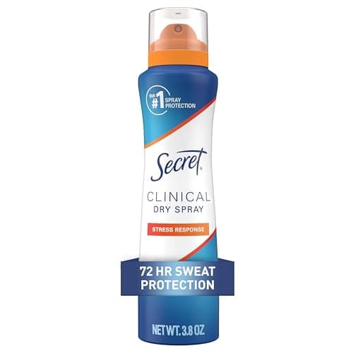Secret Clinical Strength Dry Spray Antiperspirant Deodorant for Women Stress Response 3X Stress Protection 72hr Sweat Odor Protection PH Balancing Minerals 38 oz