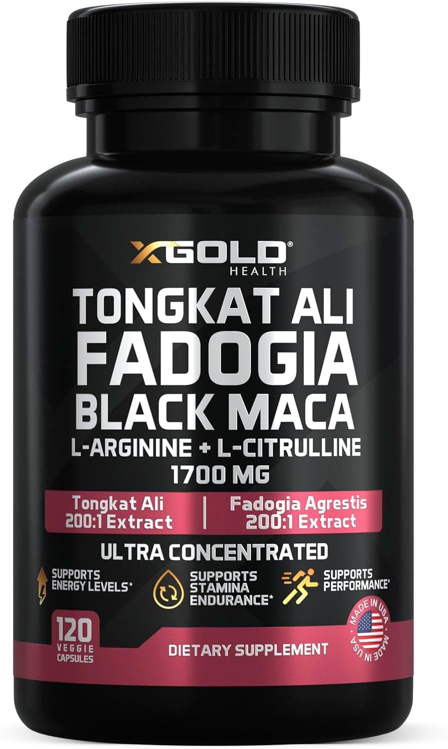 X Gold Health Tongkat Ali Fadogia Agrestis Black Maca LArginine LCitrulline Boost Energy Vitality Performance Muscle Recovery Balance Premium Wellness Support for Men Women