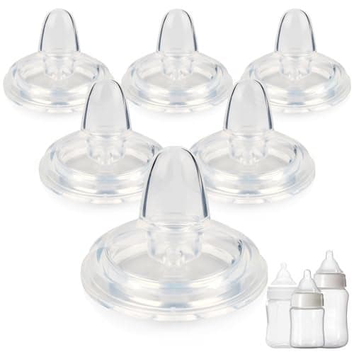 Sippy Spout Nipple for Evenflo Balance Plus Wide Neck Baby BottlesGlass BottleVariable Flow Silicone Conversion Nipples6 Months6 Count