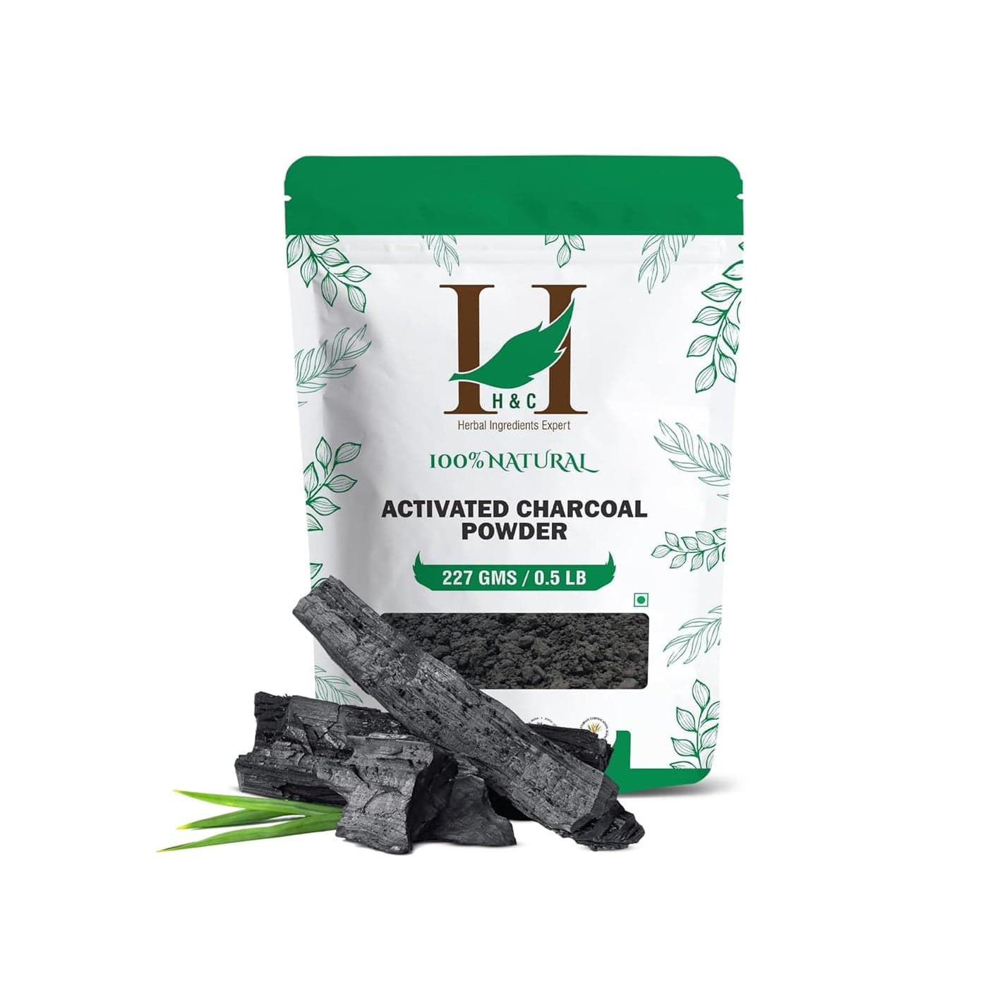 H&C Herbal Ingredients Expert Activated Charcoal Powder 227 gm / 0.5 lb |for Teeth Whitening & Face Mask | Supports Clear Skin by Removing Impurities & Excess Oil