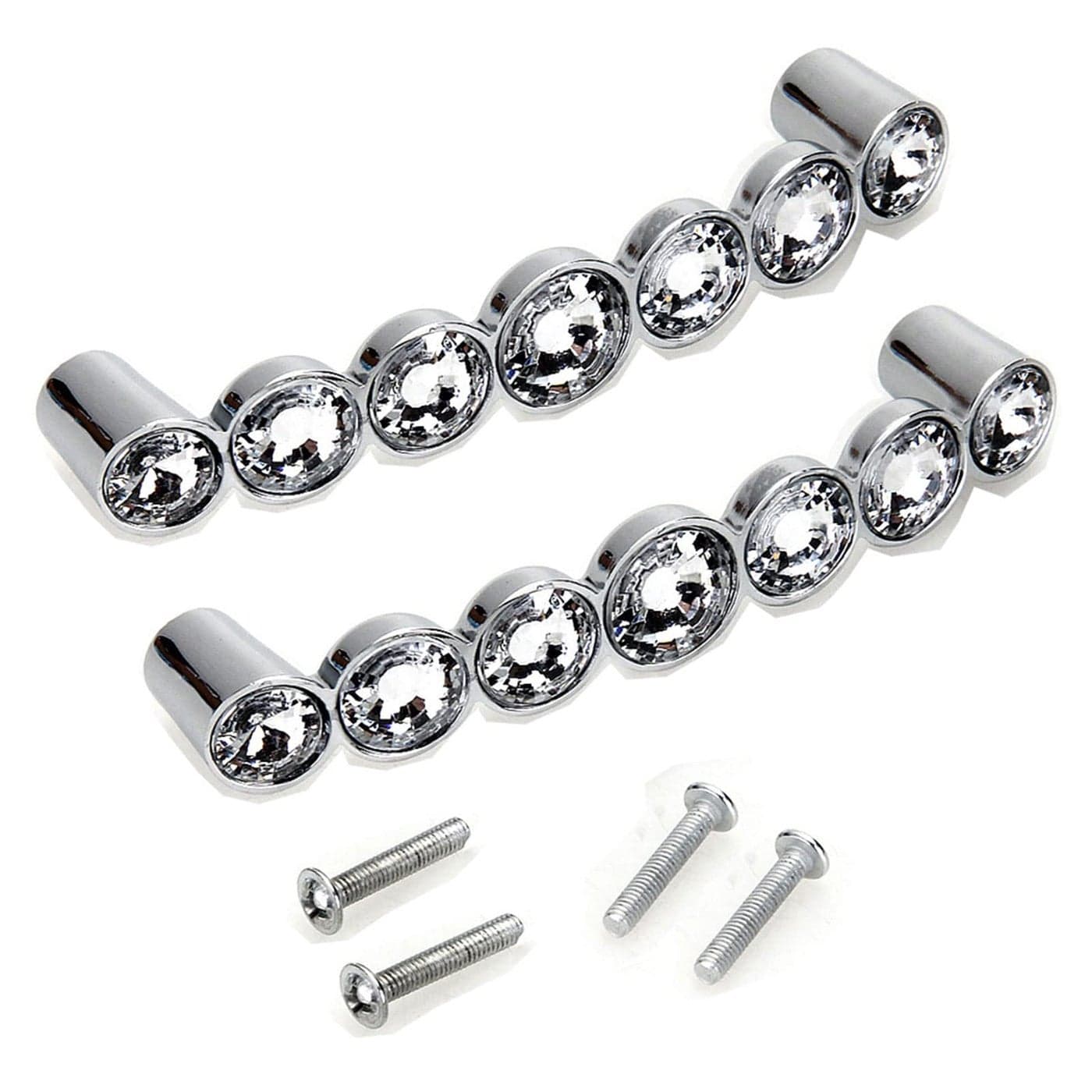 Focefec 2pcs Cabinet Handles 128mm 5 Inch Crystal Glass Pulls Kitchen Hardware for Cabinets Drawer Pulls Cupboard Wardrobe Modern Decor Door with 4 Screws