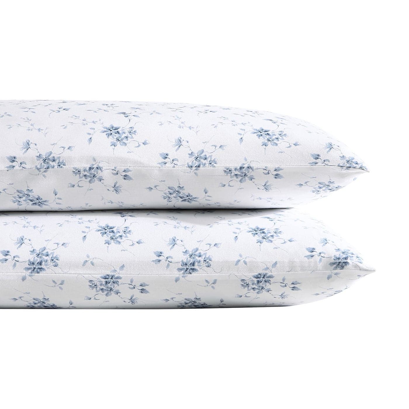 Laura Ashley Home Standard Pillowcase Set Cotton Sateen Bedding Smooth WrinkleResistant Garden Muse Blue 2 Piece