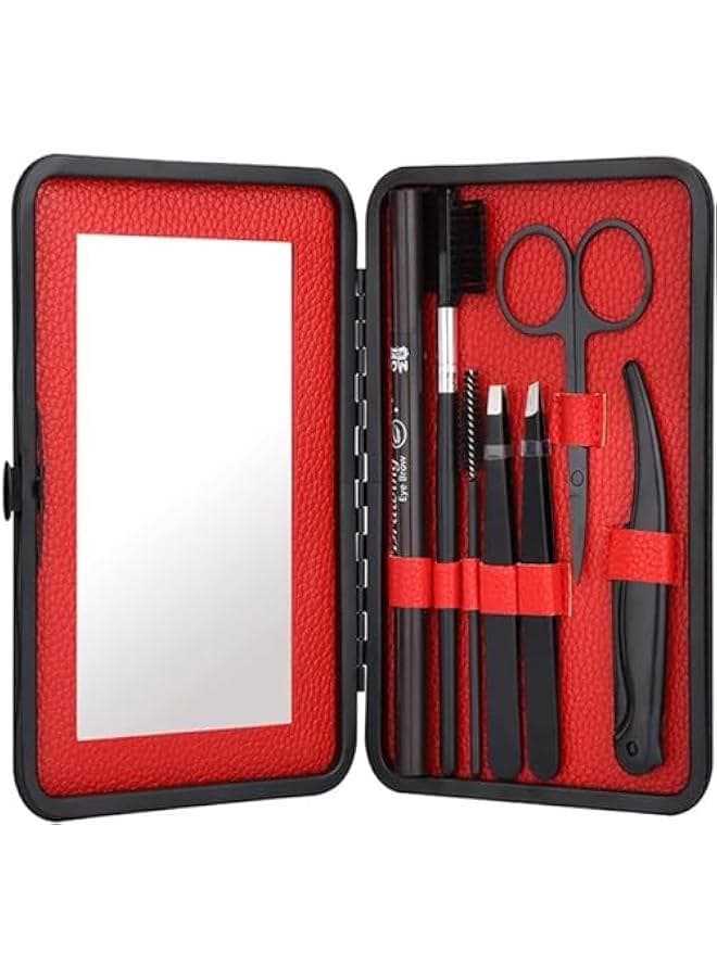 Eyebrow Trimmer Kit Portable Eyebrow Kit Eyebrow Grooming Set of 7 for Women & Men with Eyebrow Razor, Eyebrow Brush and Comb, Eyebrow Pencil, Eyebrow Scissors Eyebrow Tweezer Kit