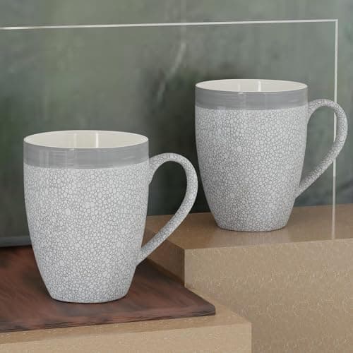 The Earth Store Grey Fizz Coffee Mugs Set of 2 Ceramic Mugs to Gift to Best Friend, Tea Mugs, Microwave Safe Coffee Mugs, Ceramic Tea Cups (280 ml Each)