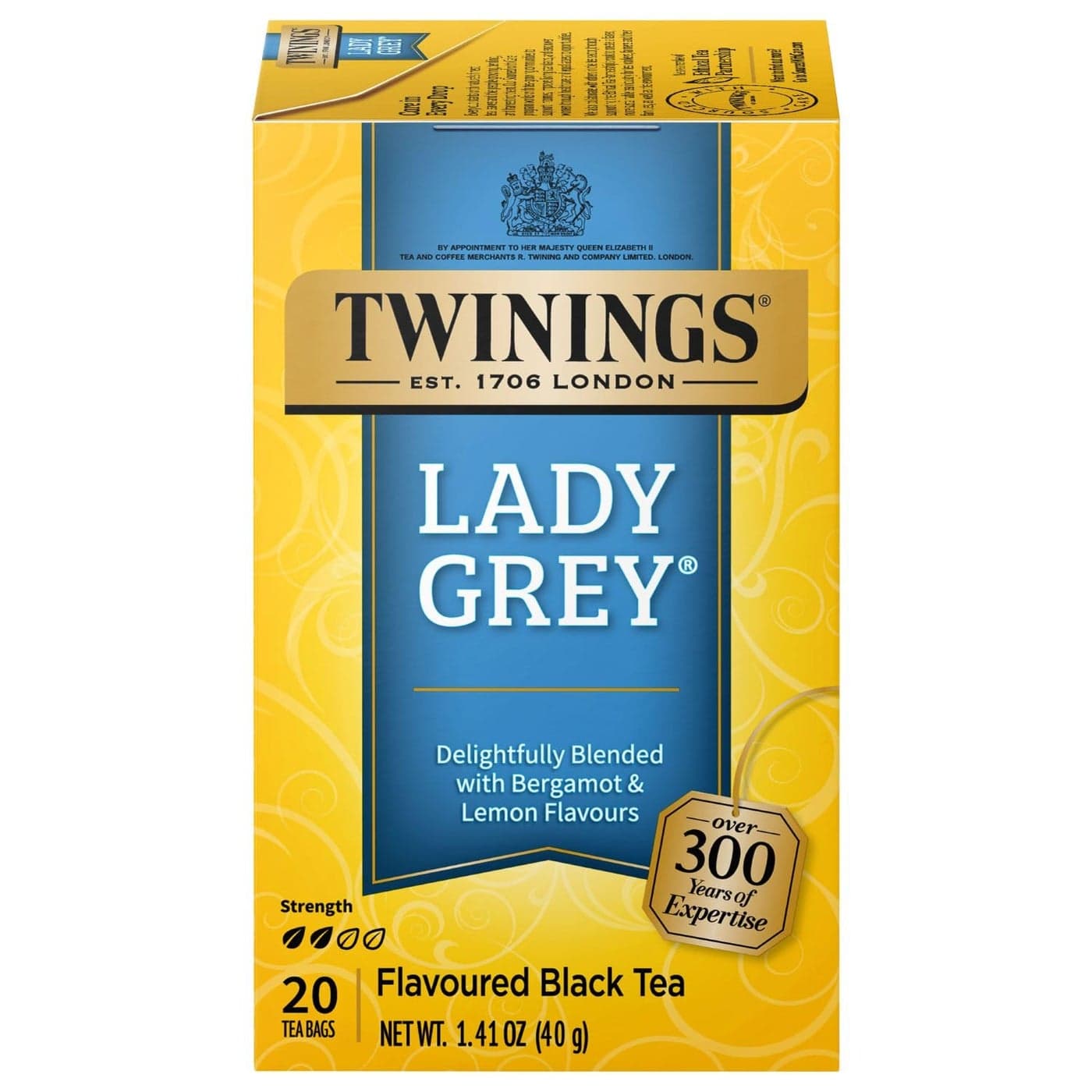 Twinings Lady Grey Black Tea Individually Wrapped Bags, 20 Count (Pack of 6), Orange & Lemon Peel with a Hint of Bergamot, Caffeinated, Enjoy Hot or Iced | Packaging May Vary