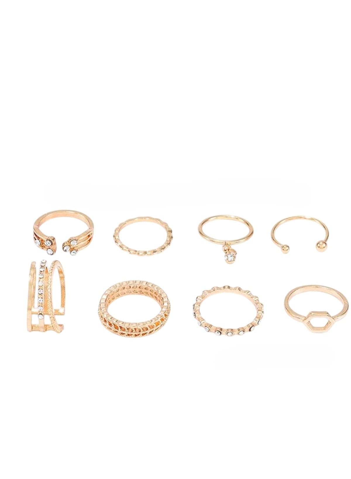 8 Pcs Gold Color Fashion Ring Set