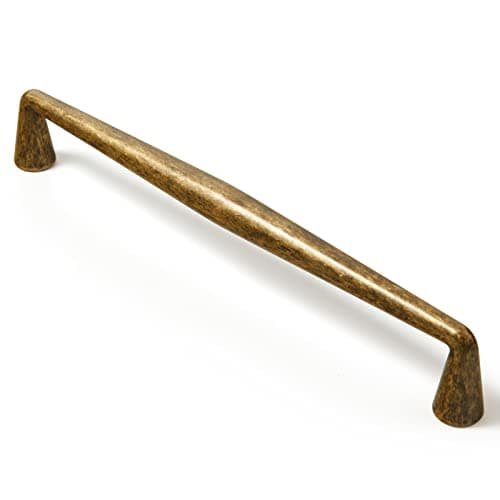 Goo-Ki Vintage Retro Antique Brass Zinc Alloy Cabinet Handles - 6.3''(160mm) Hole Center Affordable Luxury Cabinet Pull Hardware for Bedroom, Kitchen, 6 Pack……