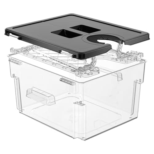 Sous Vide Container with Lid Double-Door-Opening Design 11.65 QT Sous Vide Pot Slow Cooker Container with Built- in Rack Compatible with Most Immersion Circulators
