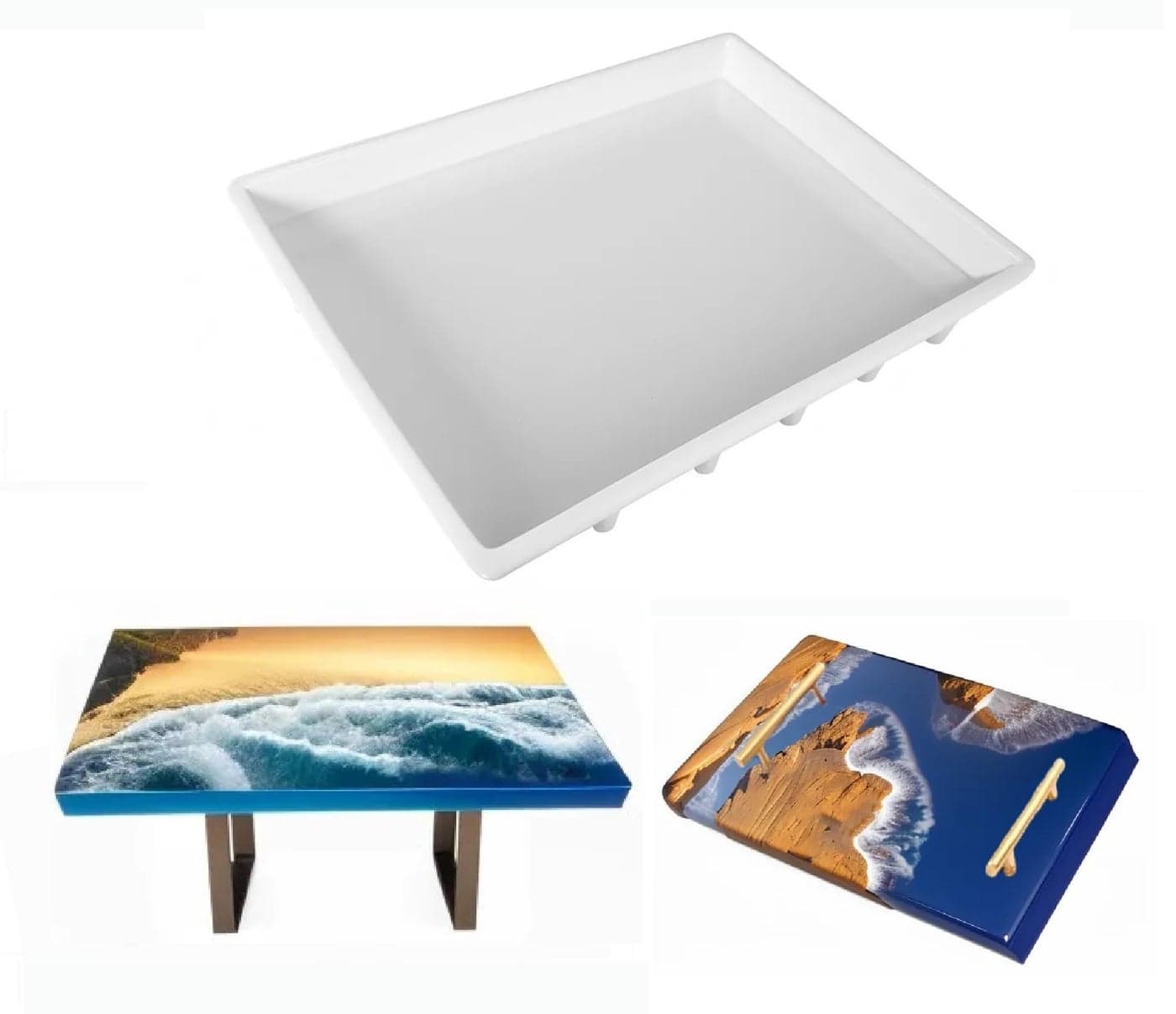 Large Rectangle Resin Table Silicone Molds 16 x 12 Inch Epoxy Resin Silicone Mold for River Coffee Table Cutting Boards Serving Trays Cheese Platter