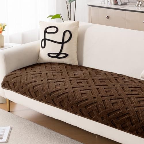 HOKIPO 'Velvet Maze' Premium Anti Slip Sofa Cover Mats for L Shape and 1/2/3 Seater Sofa. Make Your Own Sofa Cover Set, 70(D) x 220(L) cm, Dark Brown (AR-5909-DBR)