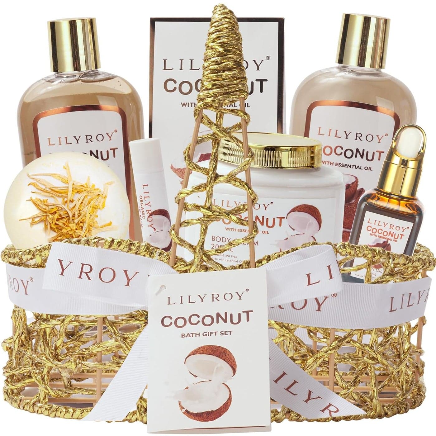 Coconut Valentines Day Gifts Spa Gift Basket Set for Women Men Bath and Body Gift Basket Set for Women Christmas Gifts Mom Mothers Day Birthday Spa Bath Gift Set Spa Kit for Women Fathers Day Gifts