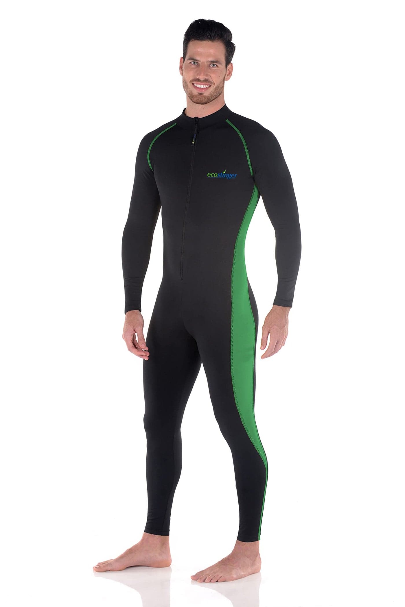 Men Full Body UV Swimsuit Stinger Suit Dive Skin Sun Protection UPF50+ Black Emerald Forest (XS)