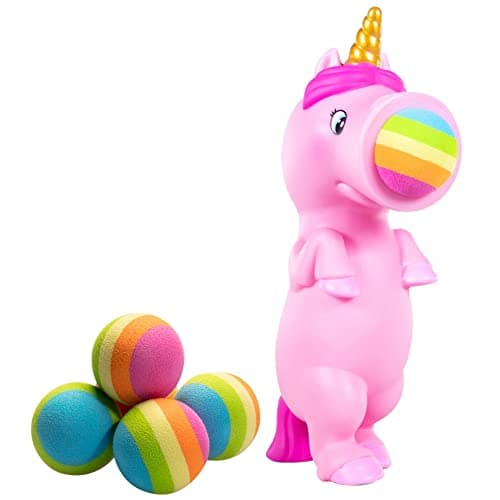 Hog Wild Pink Unicorn Ball Popper Toy Includes 4 Soft Foam Balls Squeeze to Pop Air Powered Balls Up to 20 Feet Launcher Safe for IndoorOutdoor Play Easter Gift for Kids Girls Boys Ages 5