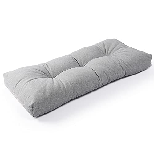 SUNROX LokGrip Non slip Tufted Memory Foam Bench Cushion FadeShield Water Resistant Durable Thicken OutdoorIndoor Bench Seat Pads 48x16x4 inch Heather Grey