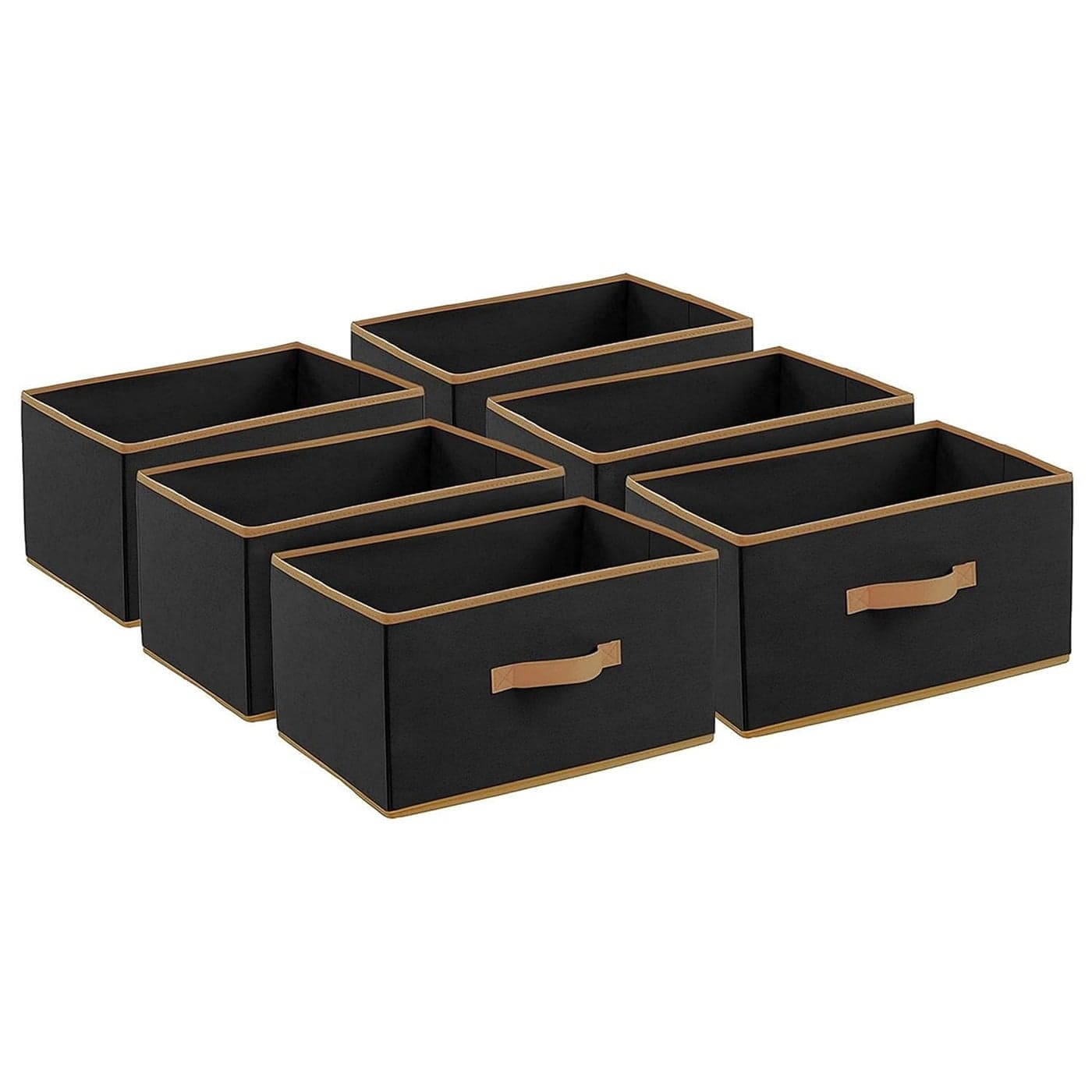 Kuber Industries (Set of 6) Foldable Organisers Storage Box for Clothes | Dress Organizer & Cubbies Storage Cubes for Innerwear | Undergarments | Socks | Jeans | Books Arranging Utility Box (Black)