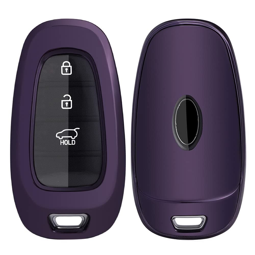 Horande TPU Key Fob Case Cover fit for 2020 2021 2022 Hyundai Sonata Santa fe Tucson Keyless Entry Smart Key Fob Purple