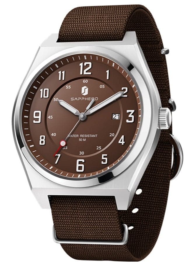 SAPPHERO Men's Watch Military Sports Watch 50M Water Resistant Luminous Pointer 3 O'Clock Date Window Durable Adjustable Nylon Strap Casual Watch for Men