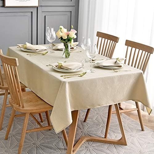maxmill Jacquard Cloth Napkin 20 x 20 Inch Swirl Pattern Solid Washable Polyester Dinner Napkins Set of 4 Pieces with Hemmed Edges for Family Holiday Dinners Weddings Parties and Banquets Beige
