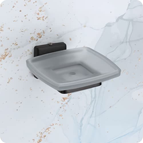 EASYHOME FURNISH soap Dish Holder for Bathroom soap case Stand sabu dani Glass soap Dish Holder wash Basin soap Holders Glass soap Tray for Bathroom(304 Stainless Steel,Black Finish) 42SD