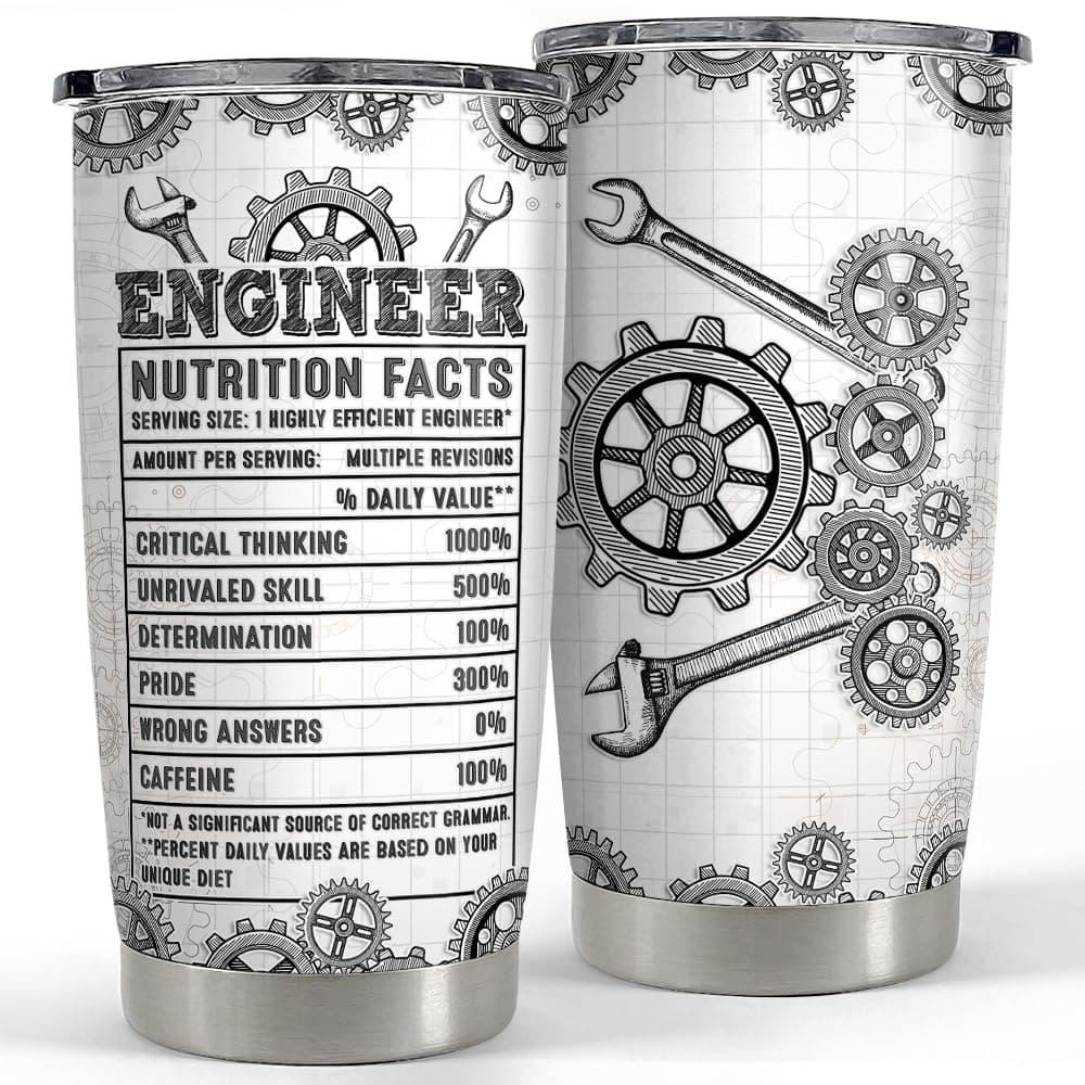 SANDJEST Engineer Tumbler 20oz Engineer Gifts for Men Engineers Stainless Steel Insulated Tumblers Coffee Travel Mug Cup Engineering Gift for Birthday Christmas