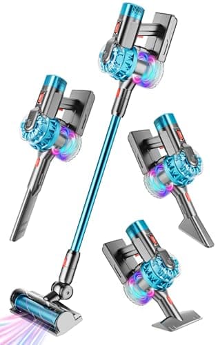 BLAXTEM 4in1 Kids Toy Vacuum that Works Toddler Pretend Play Cleaning Set with Real Suction Toys Working Cleaner Birthday Idea for Girl Boy Cyan