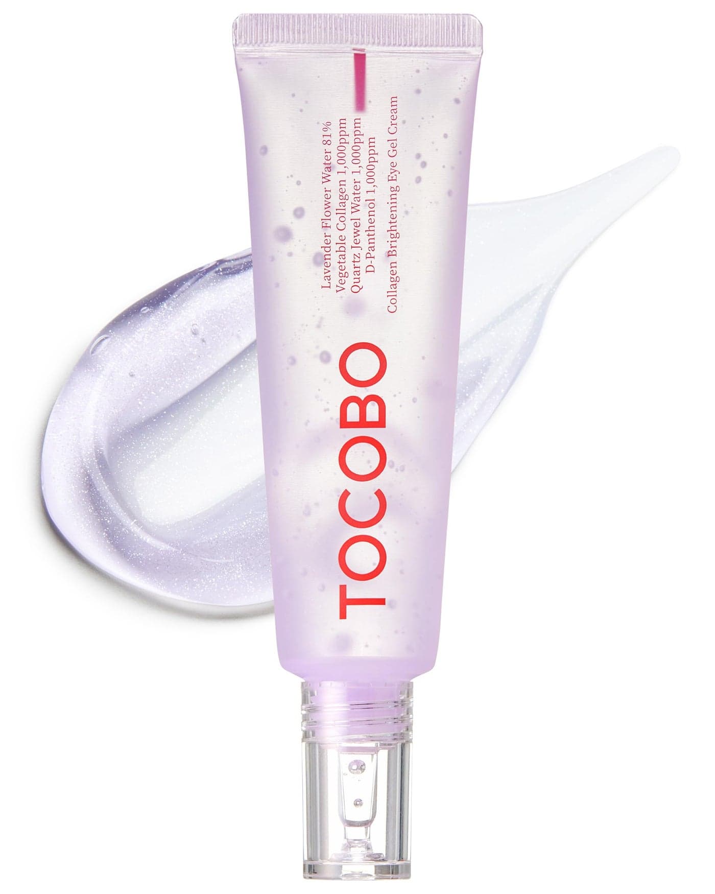 Collagen Brightening Eye Gel Cream Korean Vegan Under Eye Treatment for Dark Circles Puffy Eyes Lightweight Hydrating Formula with Niacinamide Lavender Brightens Fine Lines 1oz