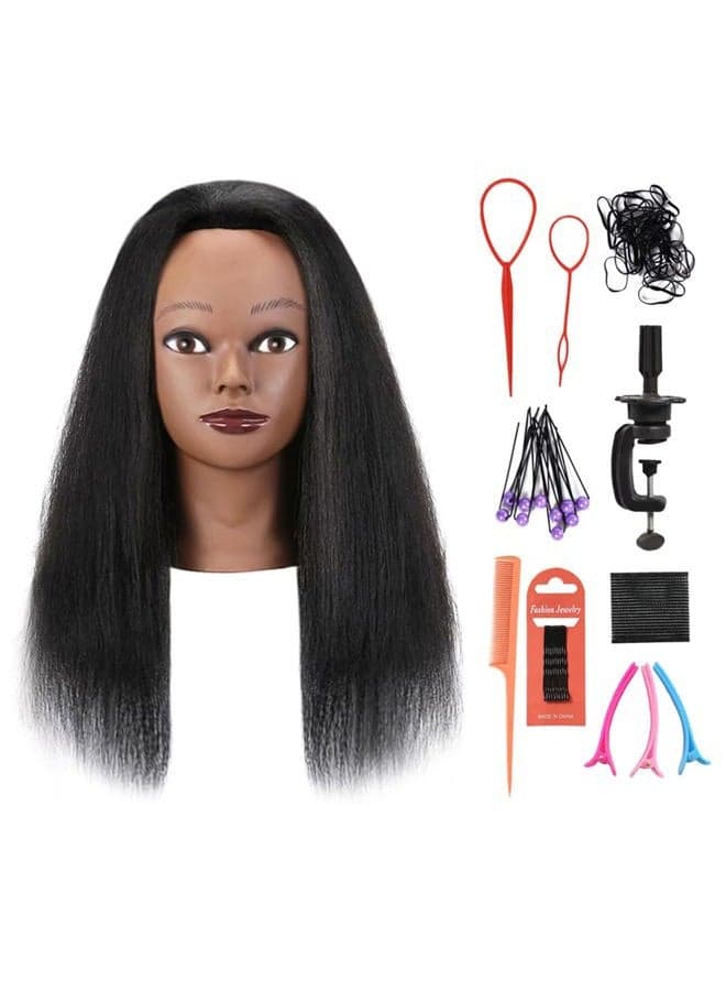 100% real head Mannequin Head, 16" Cosmetology Mannequin Manikin Training Practice Braiding Doll Head