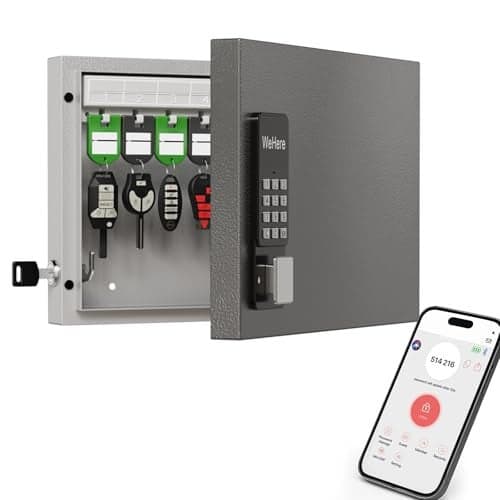 WeHere 32 Key Lock Box Wall Mount, Smart Key Cabinet with APP Bluetooth/Fixed/Dynamic Password/OTP Share Unlock, Security Lockbox ERP for Valets/Realtors/Office/Hotel Key Management