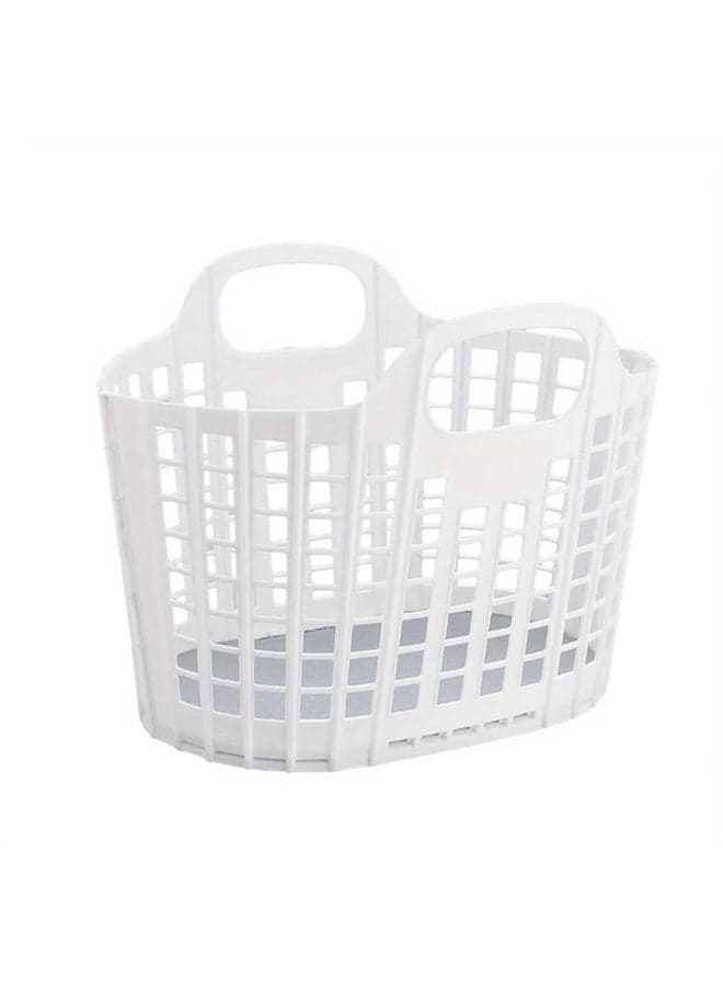 White Foldable Laundry Hamper Portable Storage Basket For Clothes Toys Snacks