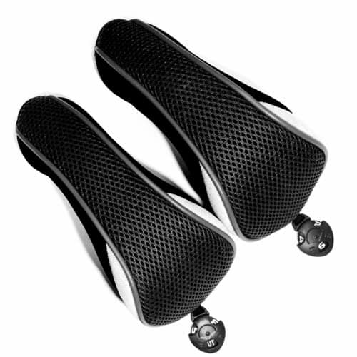 2pcs Golf Hybrid Headcover Set Hybrid Head Covers Black Golf Club Covers for Hybrids Meshy Rescue Covers with Rotatable ID Tag 2 3 4 5 6 Ut