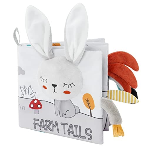 Vicloon Cloth Books 3D Touch and Feel High Contrast Cloth Book Baby Books Toys for Baby 012 Months Soft Sensory Crinkle Books for Infants Toddler Newborns Shower Rabbit