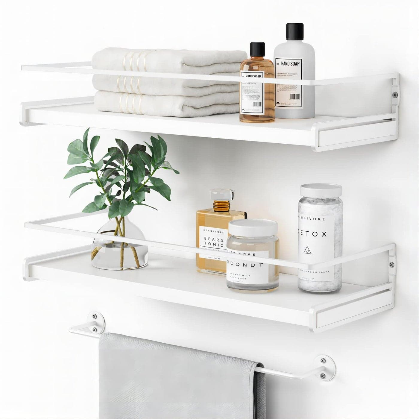 Forbena Nursery Shelves for Wall Set of 2 White Floating Book Shelves for Kids Room Small Wall Mount Bookshelf and Toy Storage Organizer for Baby Toddlers Teens Boys Girls Bedroom Bathroom