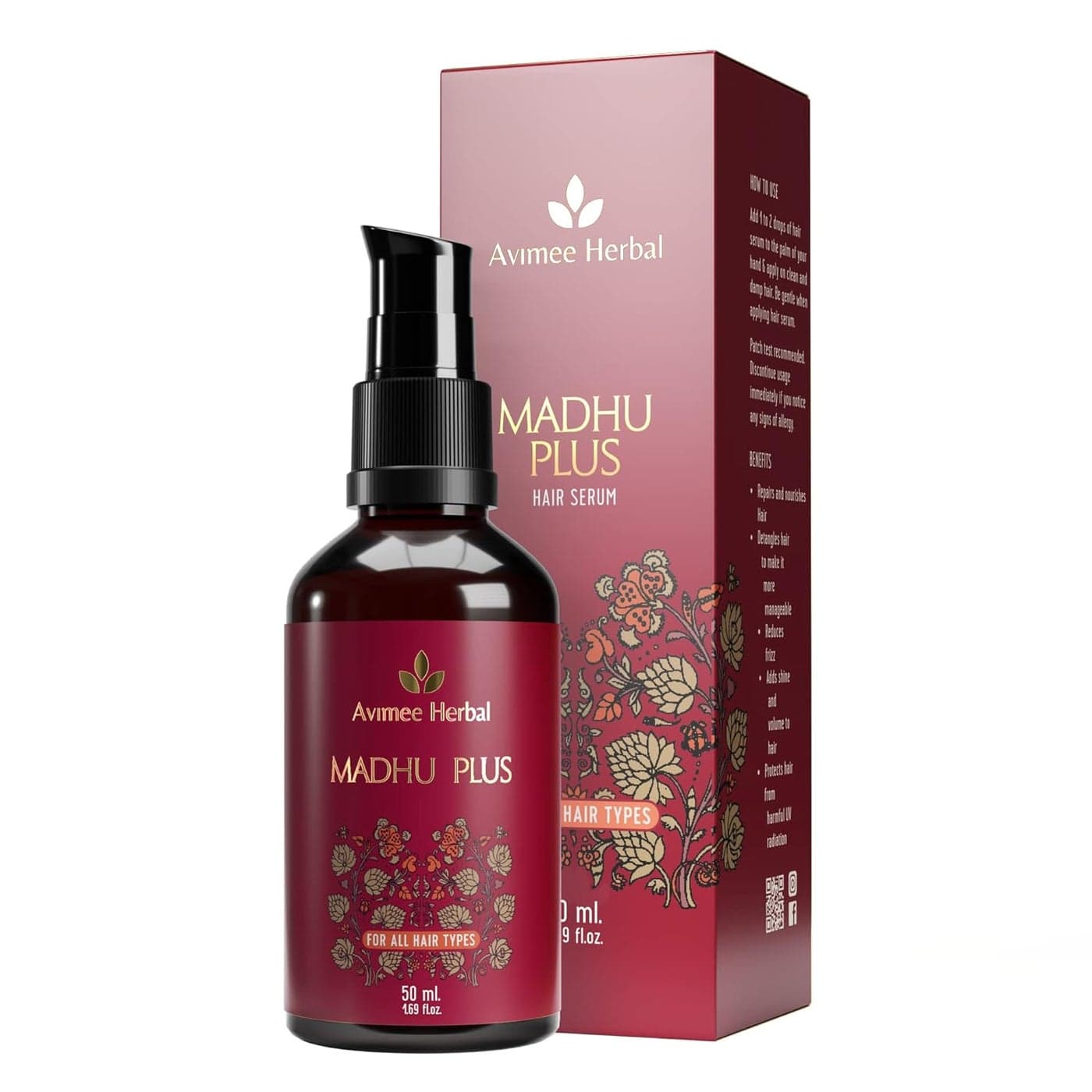AVIMEE HERBAL Madhu Plus Herbal Hair Serum With Spf 15 For Frizz Free Silky Smooth Hair With Keratin Protein Argan Oil 50 Ml Pack of 1