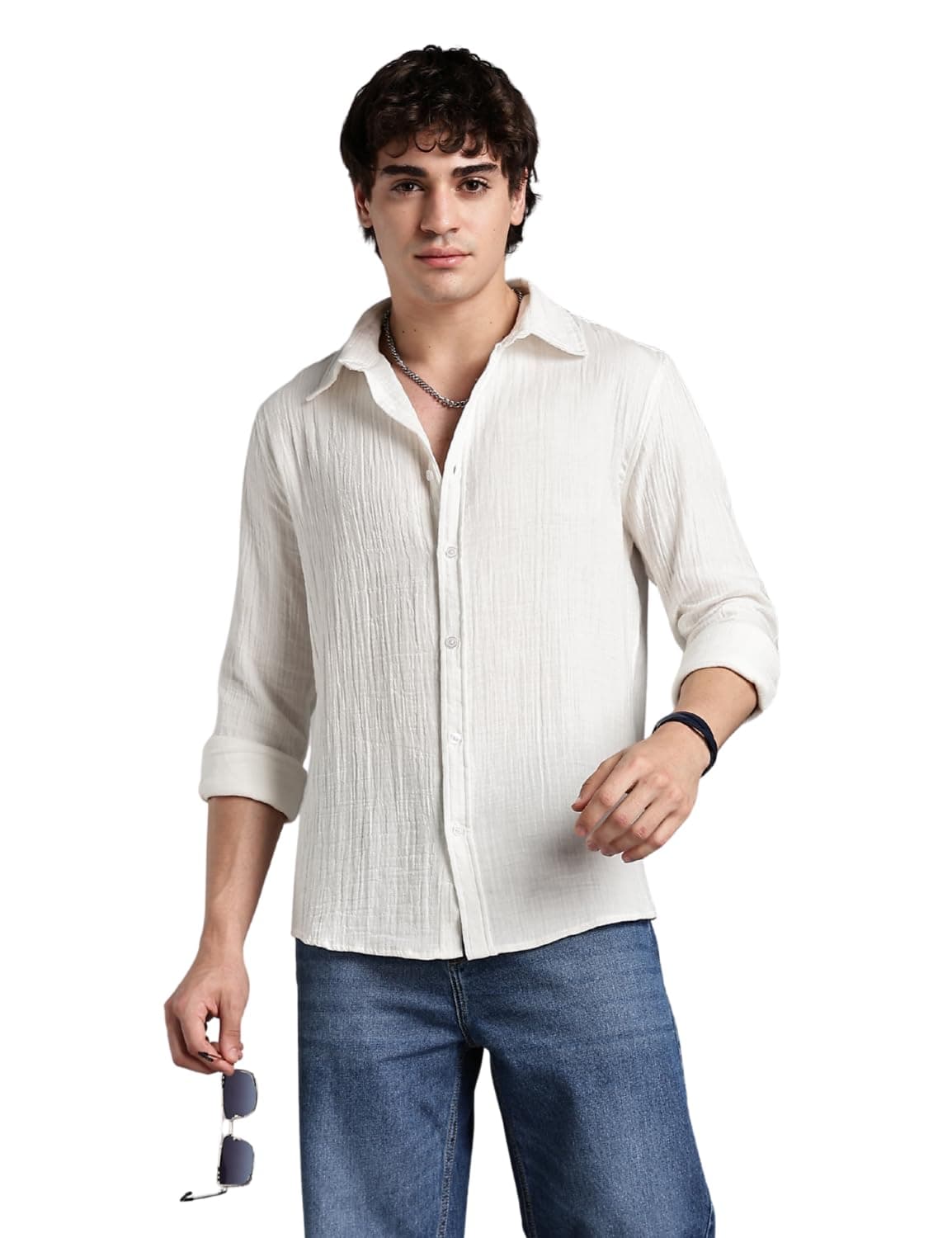 FYLTR Men's Solid Casual Shirt with Patch Pocket with Spread Collar- 100% Cotton | Regular Fit | Full Sleeves | Soft & Comfortable | Summer Shirts for Men