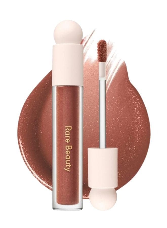 Rare Beauty by Selena Gomez Positive Light Luminizing Lip Gloss – Spark (Mid-Tone Brown with Rose Gold & Bronze Pearl) 3.3 ml High-Shine, Lightweight, Non-Sticky Gloss
