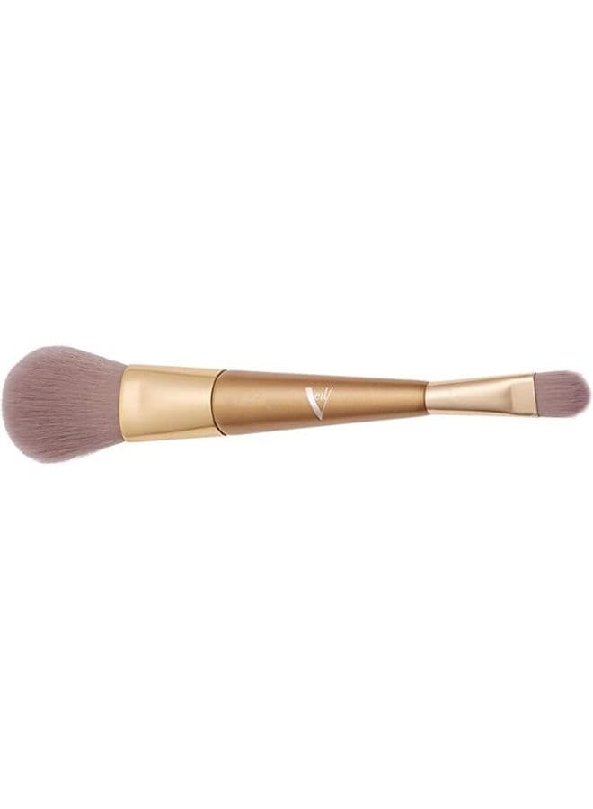 Dual Ended Lip & Cheek Brush | 2-in-1 Luxury Vegan Makeup Brush | Use with Powder, Liquid, or Creams | Soft, Dense & Fluffy | Cruelty Free | Synthetic | Face, Eyes, & Lips