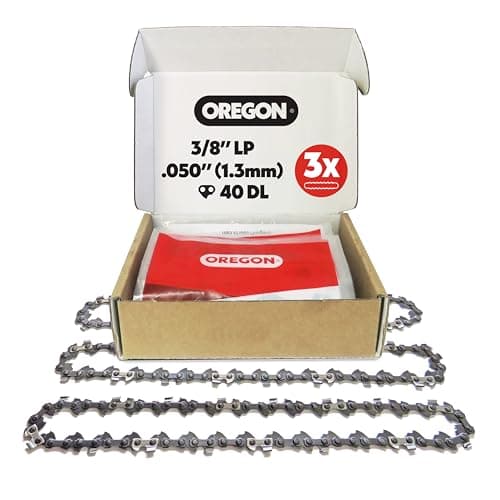 Oregon 3-Pack Pole Saw & Small Chainsaw Chain 3/8" LP Pitch, .050" (1.3 mm) Gauge for 10" (25cm) Bar, 40 Drive Links – Low-kickback Replacement Saw Chain, Fits Echo, Greenworks, Sun Joe and more