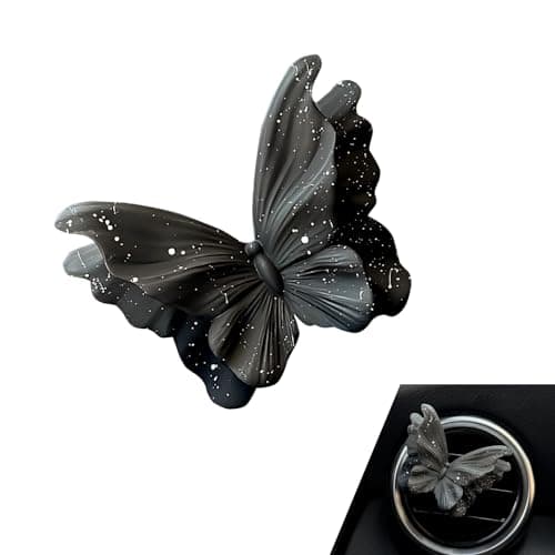 Foelony Elegant Butterfly Air Vent Clip Dashboard Air Outlet Clip Romantic Car Interior Vent Decoration Universal for Most Cars Black White