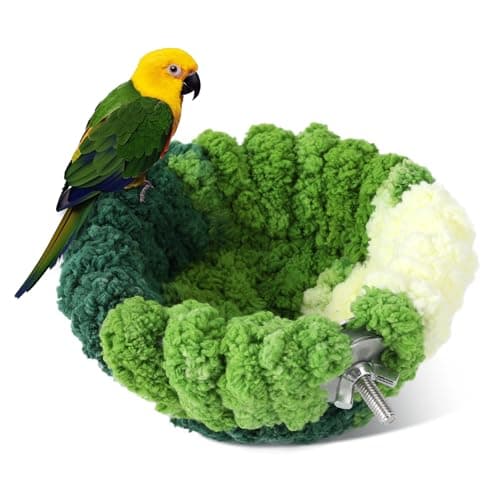 Admaison Bird Nest for CagePlush Hanging Bird Bed for ParakeetBreeding Bird House for ConureBudgieCockatielLovebirdCanaryFinchHamsterSmall PetsWarm Nest Green S