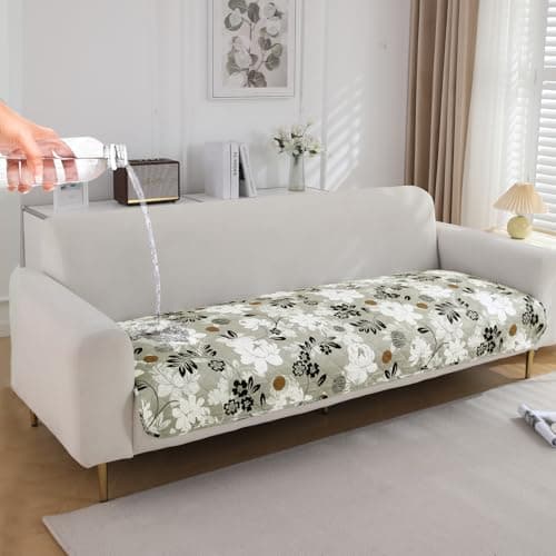 HOKIPO 'Elira Series' Water Repellent + Waterproof Quilted Sofa Mats | Make Your Own Sofa Cover Set | Length 160cm - Feather Brown Floral (AR-5247-C1)